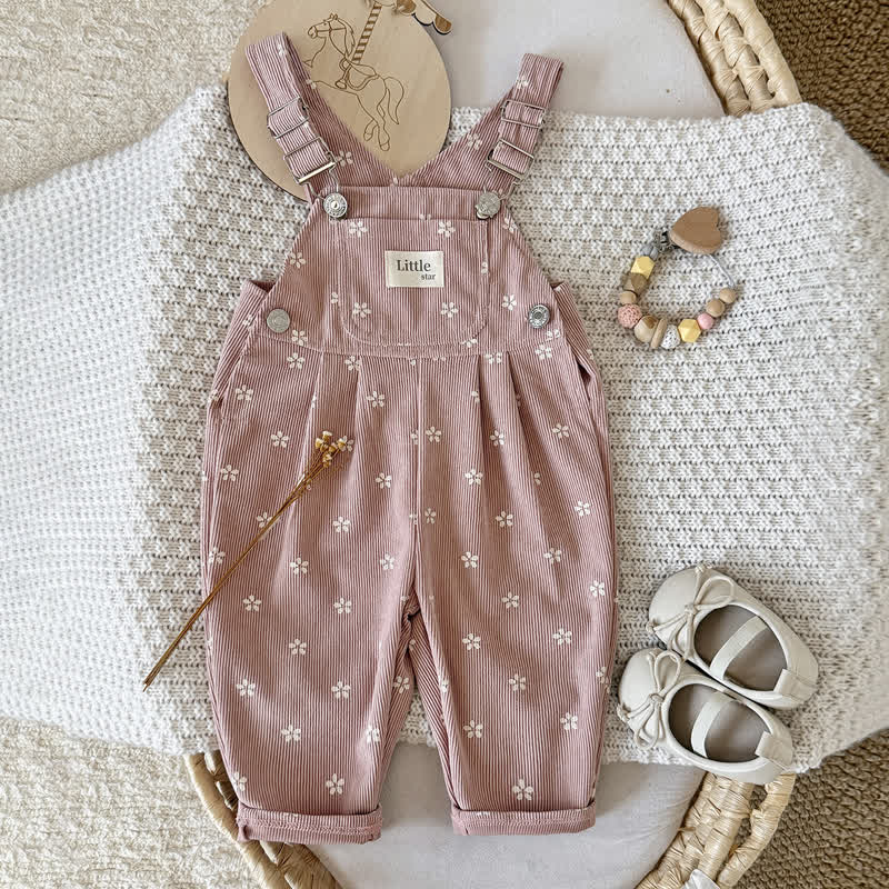 Salopette LITTLE STAR in velluto a coste rosa baby con stampa floreale e spalline regolabili - Rosa - 2-3 anni - image 1