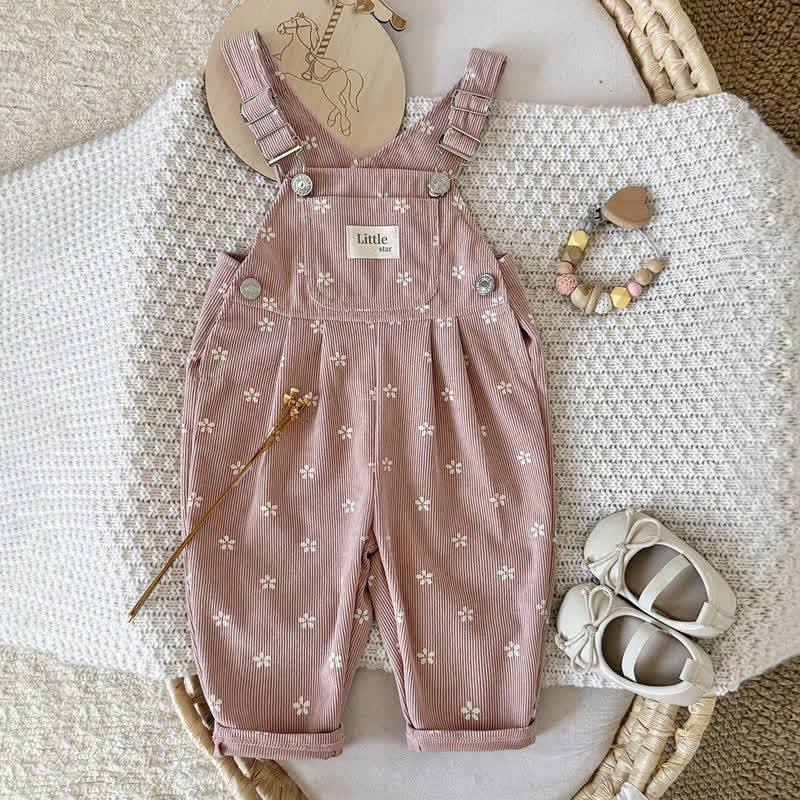 Salopette LITTLE STAR in velluto a coste rosa baby con stampa floreale e spalline regolabili - Rosa - 2-3 anni - image 1