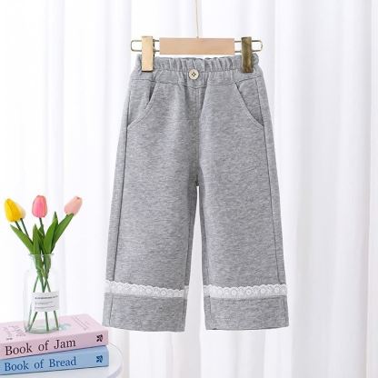 Pantaloni a gamba dritta per bambina - Grigio - 6-7T - image 3