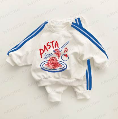 Completo PASTA a righe azzurre, 2 pezzi - Bianco e Blu - 3-5T - image 1