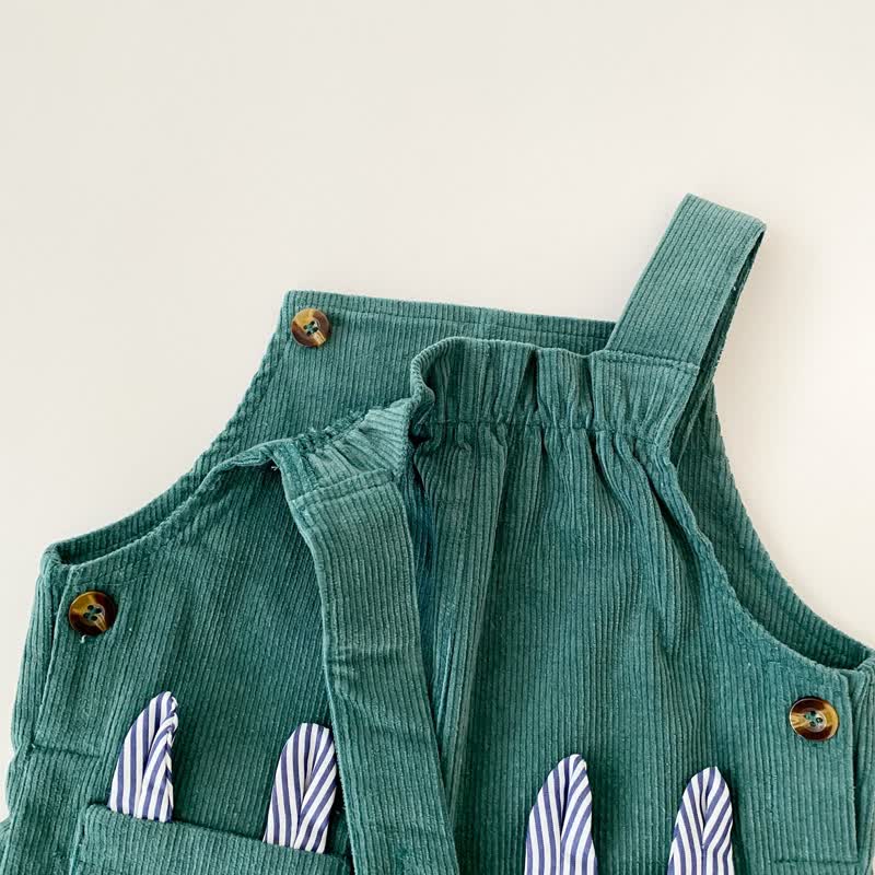 Salopette in velluto a coste verde con coniglietto per neonati e bambini piccoli - image 5