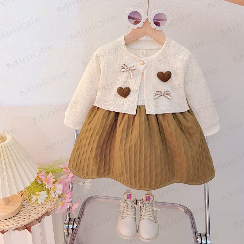 Cardigan-vestitino per bambina con fiocco a cuore - Marrone - 3-4 anni - image 2