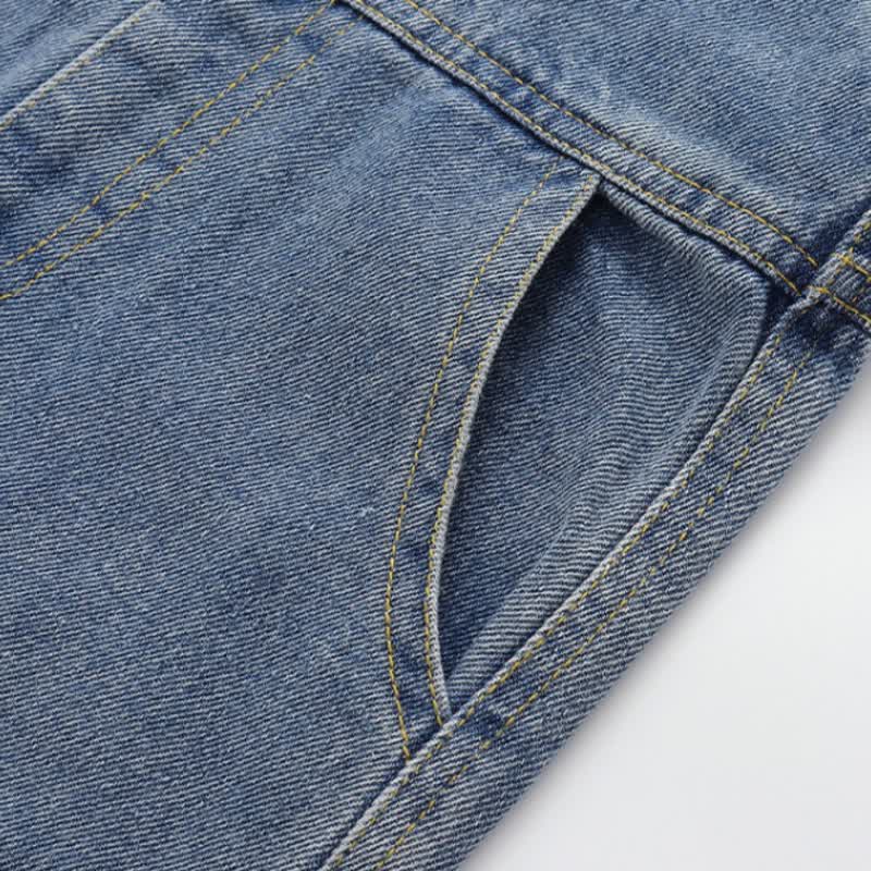 Salopette in denim con orsetto e tasca per neonati e bambini - image 5