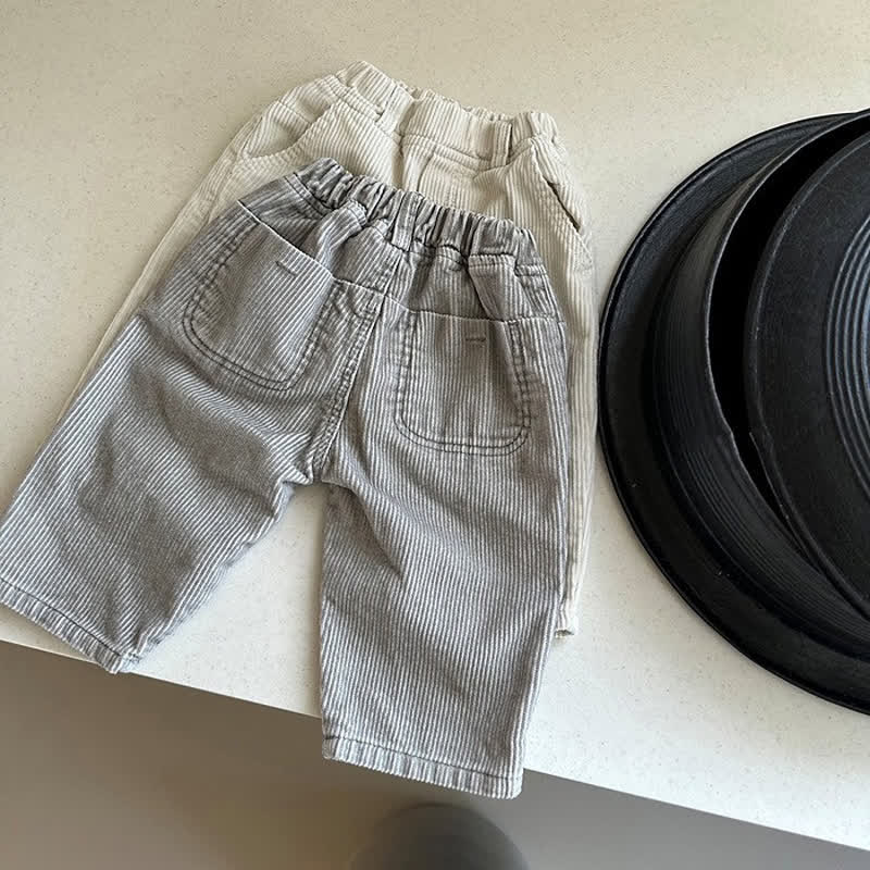 Pantaloni in velluto a coste tinta unita per neonati e bambini - Grigio - 3-4 anni - image 4