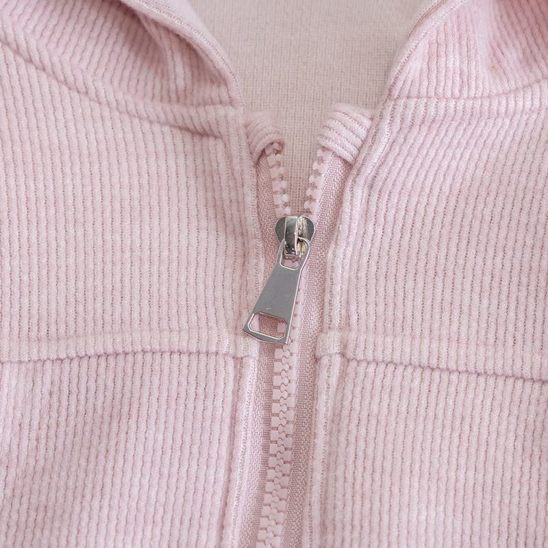 Completo da bambina composto da felpa con cappuccio e pantaloni rosa con orecchie da coniglio. - image 4