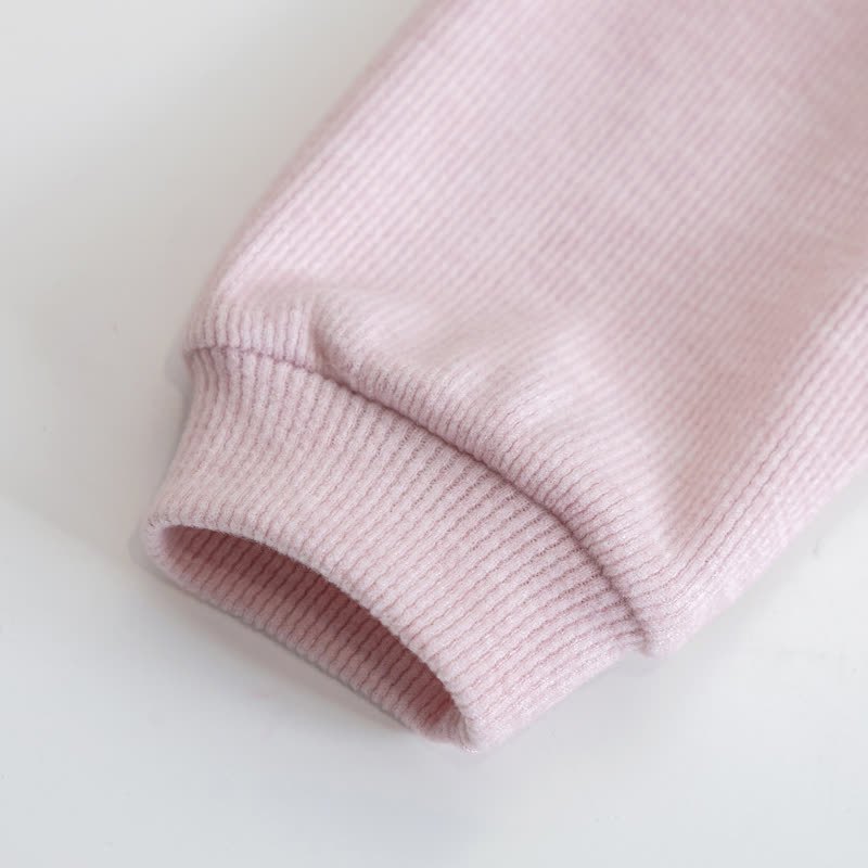 Completo da bambina composto da felpa con cappuccio e pantaloni rosa con orecchie da coniglio. - image 7