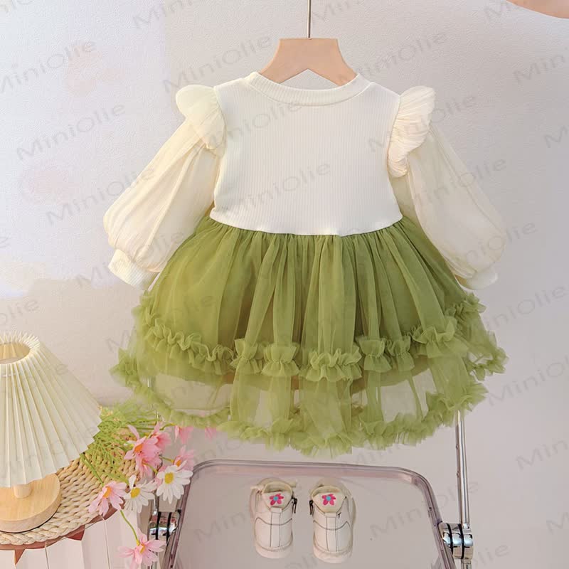 Vestitino in tulle con fiocco di perle per bambina - image 3