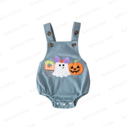 Body con bretelle in velluto a coste per Halloween BOO Baby - Blu - 12-18 mesi - image 9