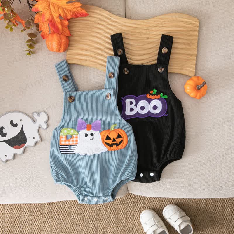 Body con bretelle in velluto a coste per Halloween BOO Baby - image 1
