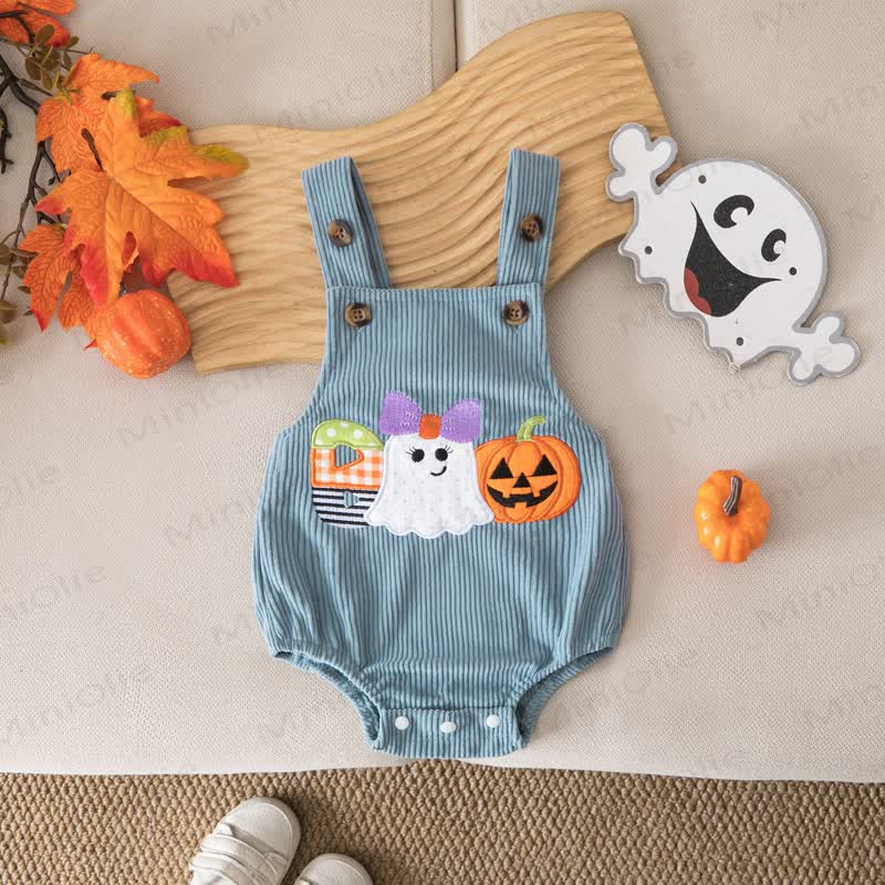Body con bretelle in velluto a coste per Halloween BOO Baby - image 2