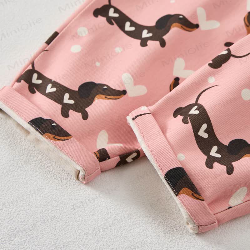 Tutina per neonati e bambini con stampa a cuori di bassotto - image 6