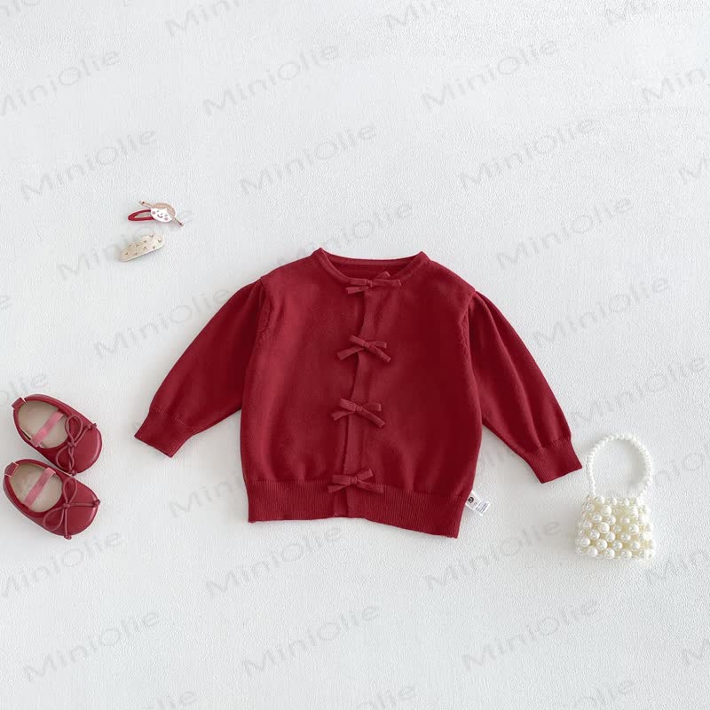 Cardigan con fiocco e vestitino a balze in tulle per bambina - Rosso - 2-3T - image 5