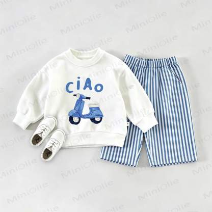 Completo 2 pezzi felpa per neonati CIAO - Bianco e Blu - 2-3T - image 1