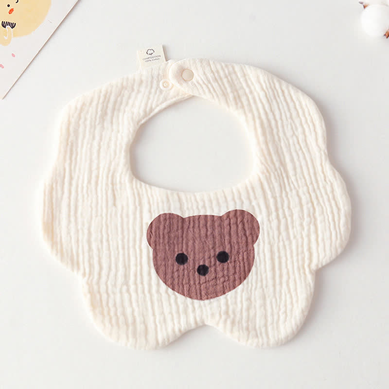 Bavaglino in mussola di cotone con orsetto per bambini - Beige - Da 0 a 12 mesi - image 1