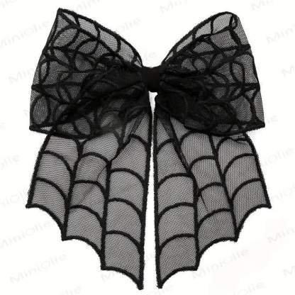 1 fermaglio per capelli a rete per bambini a tema Halloween - Ragnatela nera - image 2