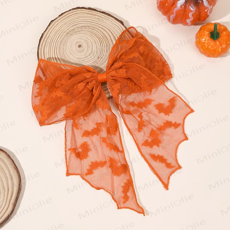 1 fermaglio per capelli a rete per bambini a tema Halloween - Pipistrello arancione - image 8