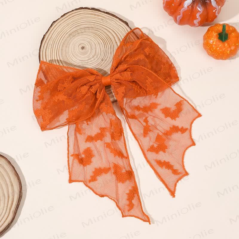 1 fermaglio per capelli a rete per bambini a tema Halloween - Pipistrello arancione - image 8