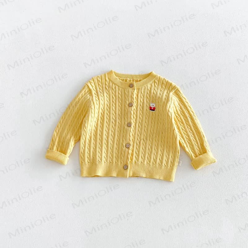 Cardigan girocollo a trecce per neonati e bambini piccoli - Giallo - 6-7T - image 5