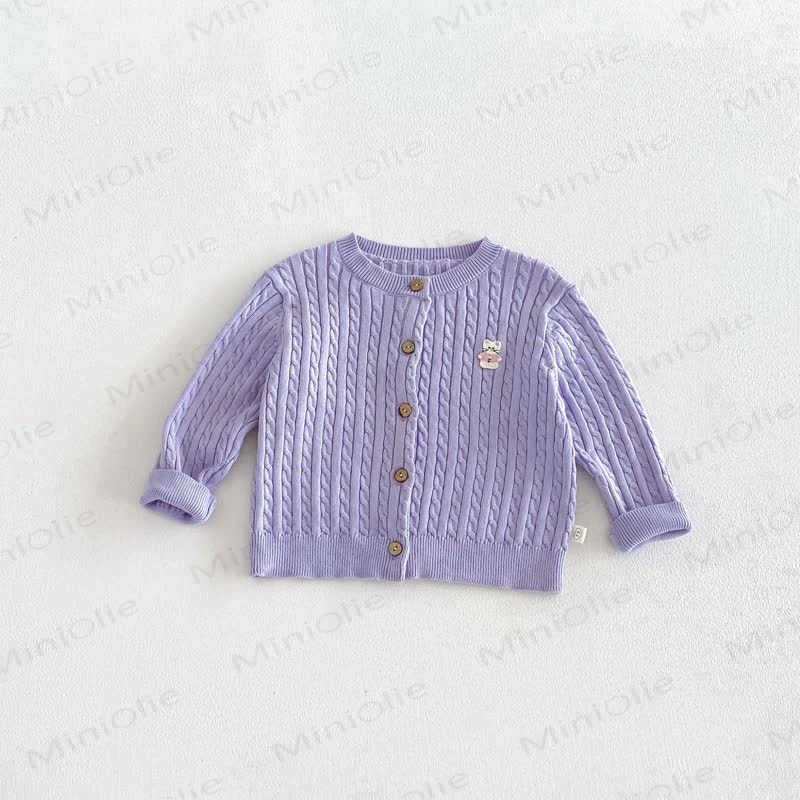 Cardigan girocollo a trecce per neonati e bambini piccoli - Viola - 6-7T - image 7