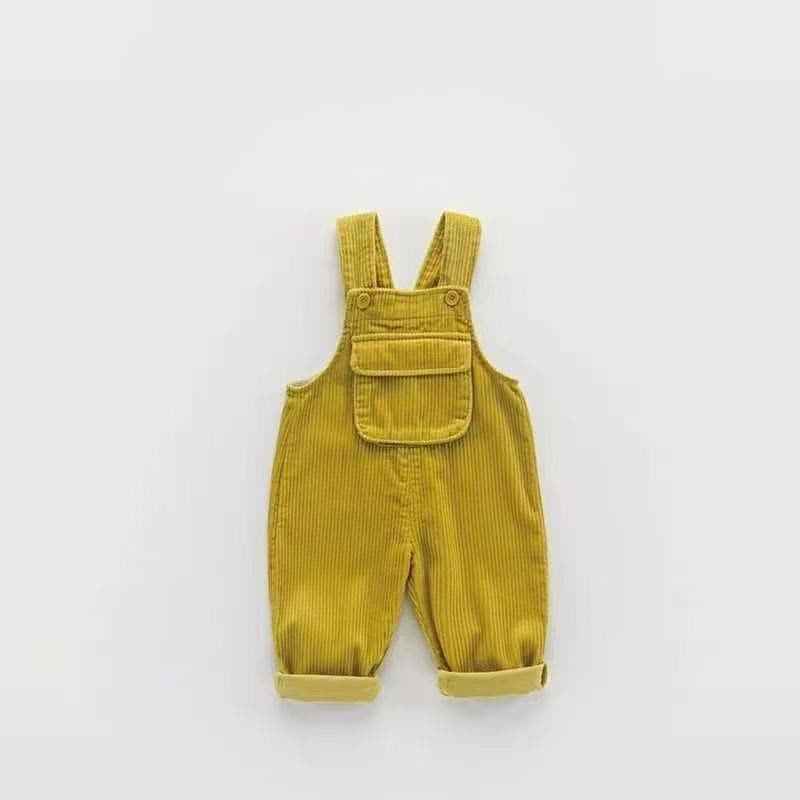 Salopette da neonato in velluto a coste tinta unita con tasche - Giallo - 2-3T - image 4