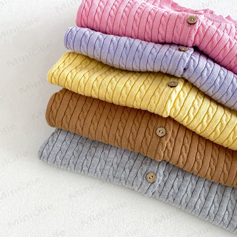 Cardigan girocollo a trecce per neonati e bambini piccoli - image 4