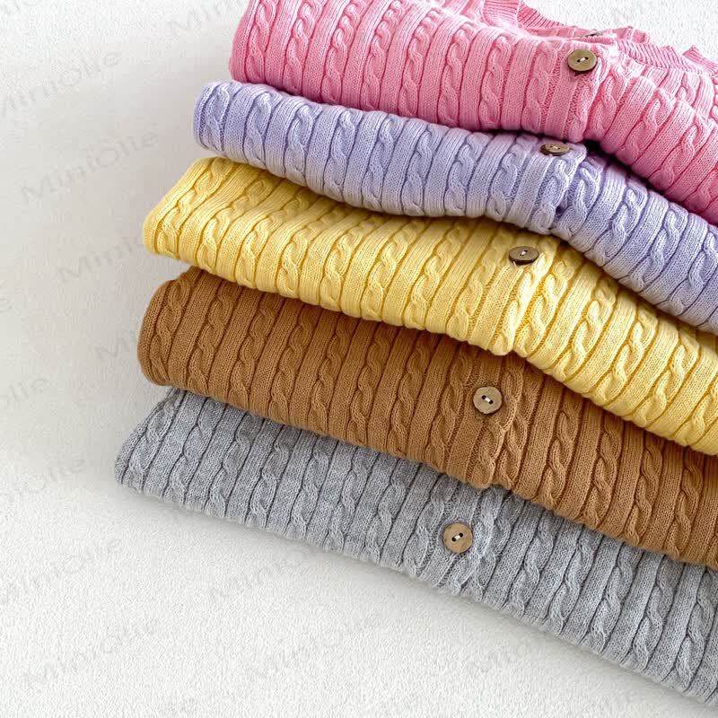 Cardigan girocollo a trecce per neonati e bambini piccoli - image 4