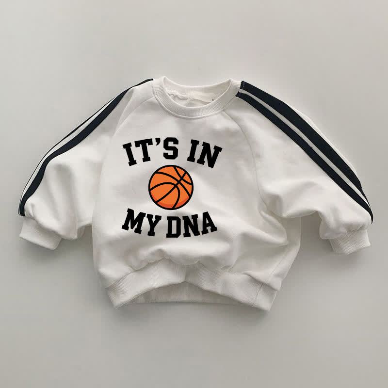 È NEL MIO DNA Baby Basket Felpa a maniche bianche a righe nere - Bianco - 2-3T - image 1