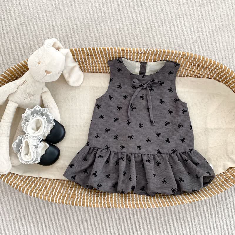 Vestitino a quadretti con fiocco e camicetta bianca per bambina - Abito nero - 4-5T - image 8