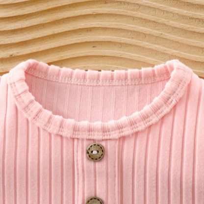Completo pigiama a due pezzi Henley a coste per bambini - image 9