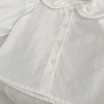Vestitino a salopette a pois e camicetta di pizzo per bambina - image 12