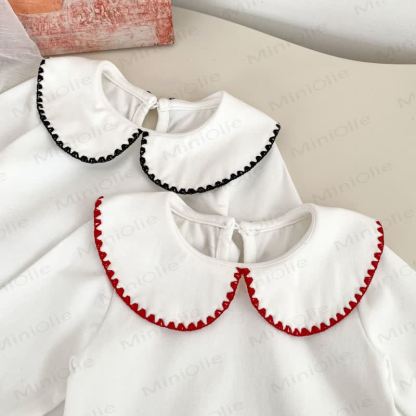 Vestitino a quadretti con fiocco e camicetta bianca per bambina - image 10