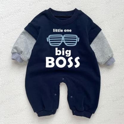 LITTLE ONE BIG BOSS Tutina per neonati e bambini con stampa occhiali e blocchi di colore blu scuro - Blu scuro - 18-24 mesi - image 1