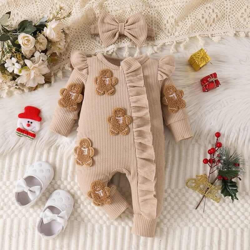 Tutina natalizia per neonati con applicazioni e fiocco - Cachi - 3-6 mesi - image 5