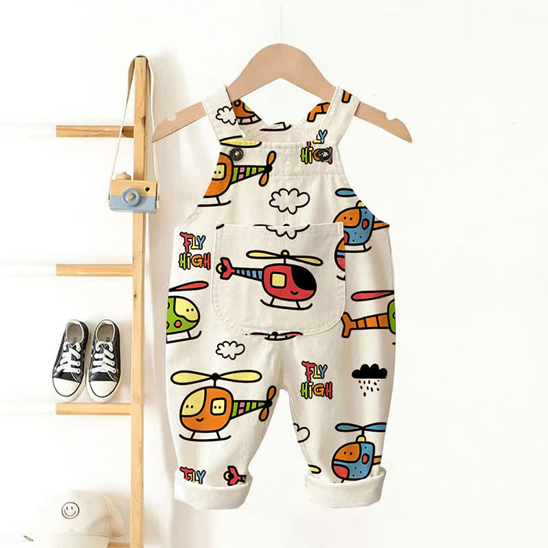 Salopette per neonati e bambini con stampa di elicotteri "FLY HIGH" - Beige - 3-5T - image 1
