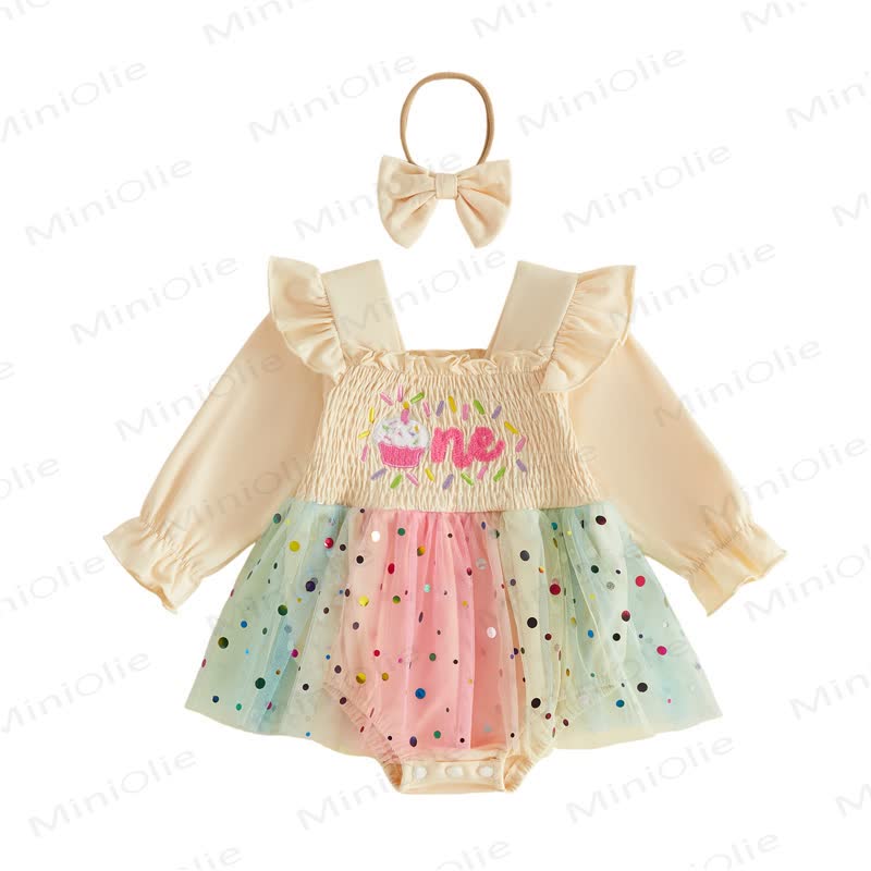 Body da compleanno per bambina in tulle con gonna e fascia per capelli. - Giallo - 12-18 mesi - image 3