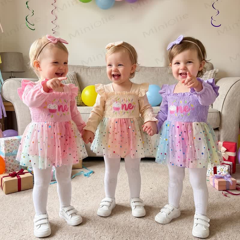 Body da compleanno per bambina in tulle con gonna e fascia per capelli. - image 2