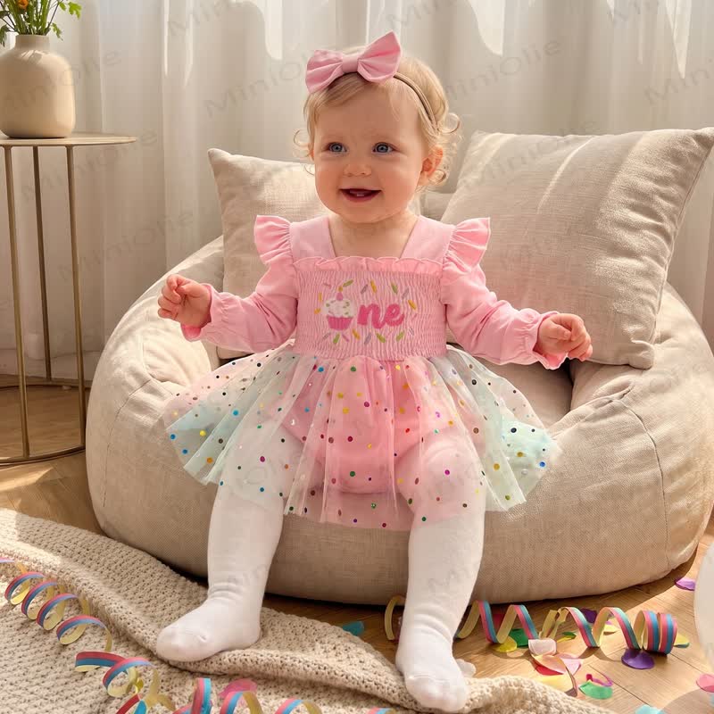 Body da compleanno per bambina in tulle con gonna e fascia per capelli. - image 15