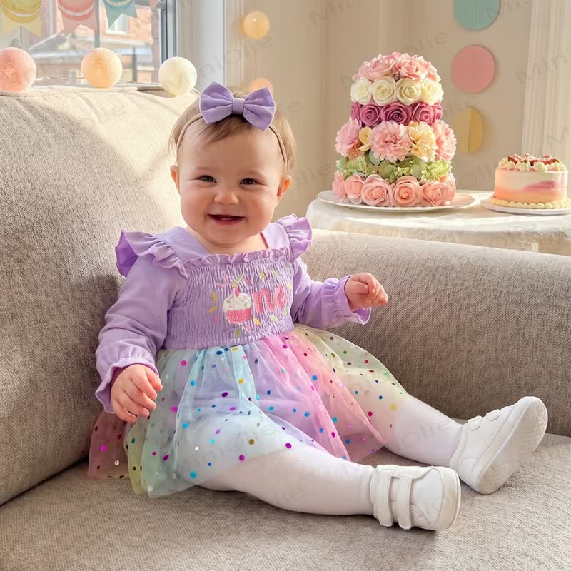 Body da compleanno per bambina in tulle con gonna e fascia per capelli. - image 13