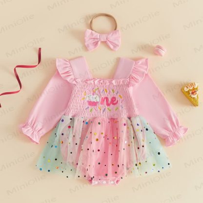 Body da compleanno per bambina in tulle con gonna e fascia per capelli. - image 5