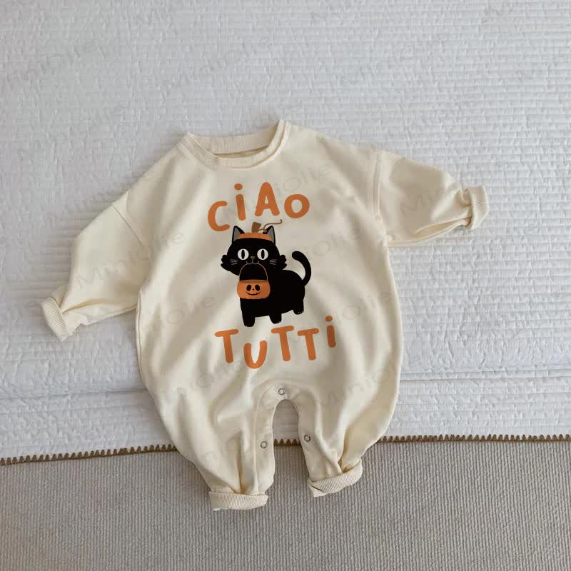 CIAO TUTTI Pagliaccetto beige con gatto di Halloween per neonati - Beige - 2-3T - image 1