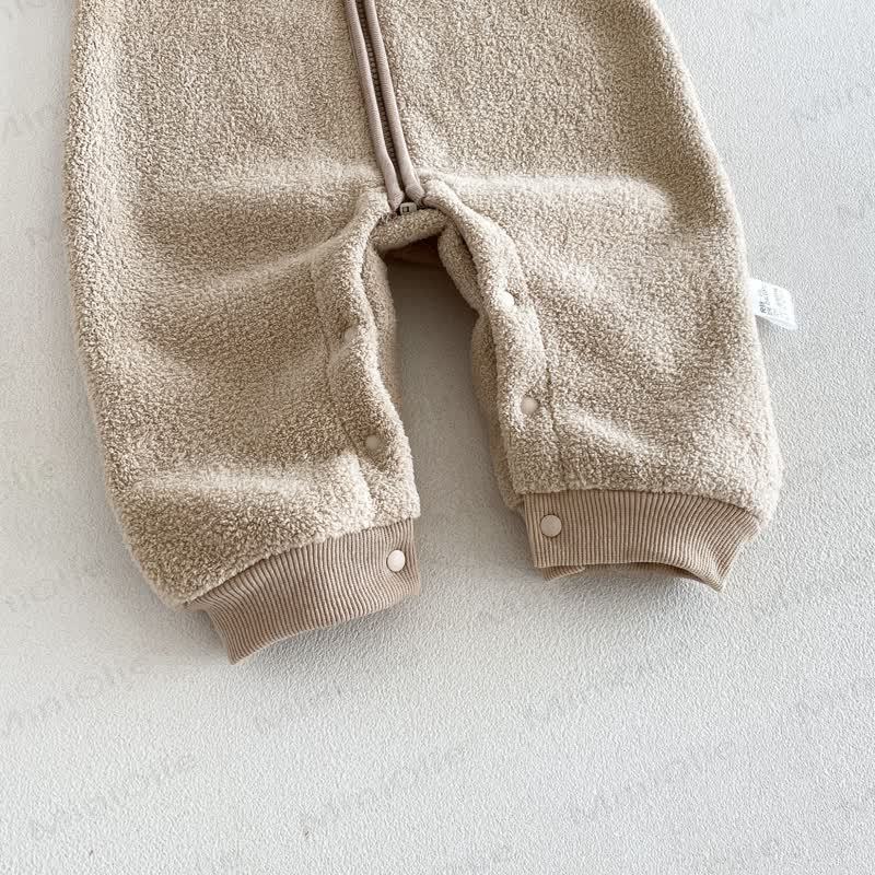 Tutina per neonati in sherpa con cappuccio e cerniera frontale con orecchie da coniglio. - image 19