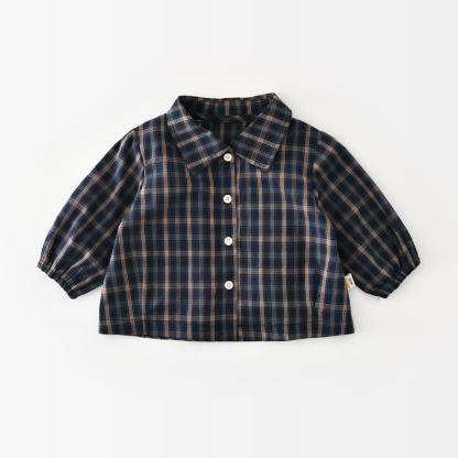 Camicia a quadri blu navy per neonati o salopette con toppa a forma di orsetto - Marina - 4-5T - image 3