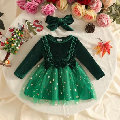 Vestitino da bambina in velluto e tulle con farfalle. - Verde - 12-18 mesi - image 3
