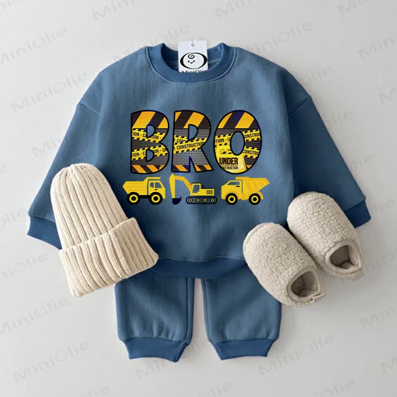 Completo BRO Baby con felpa e pantaloni a tema veicolo, 2 pezzi, blu - Blu - 2-3T - image 1