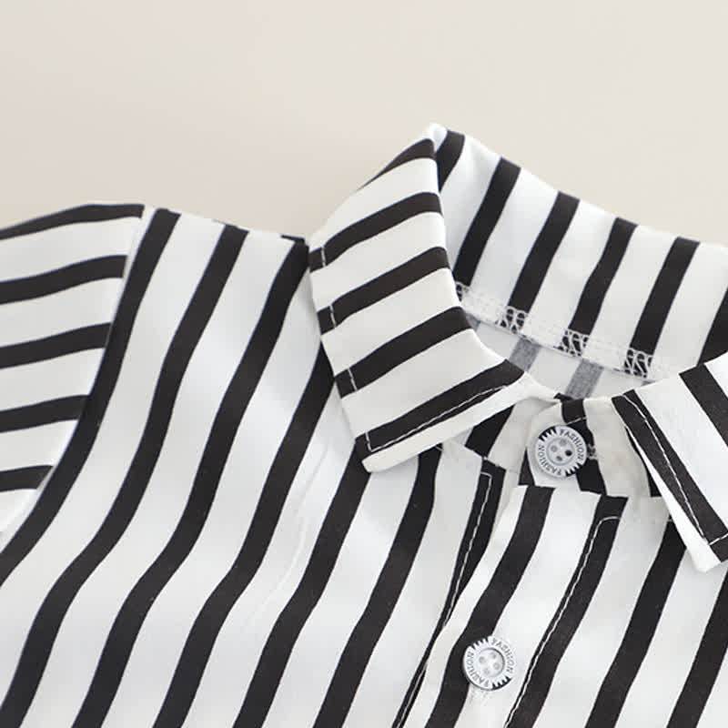 Completo da 3 pezzi per neonato composto da canottiera asimmetrica e camicia a righe. - image 9