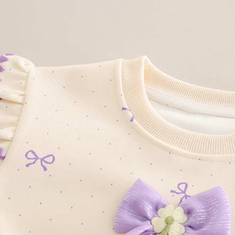 Completo da bambina composto da top in tulle con fiocco e jeans. - image 5