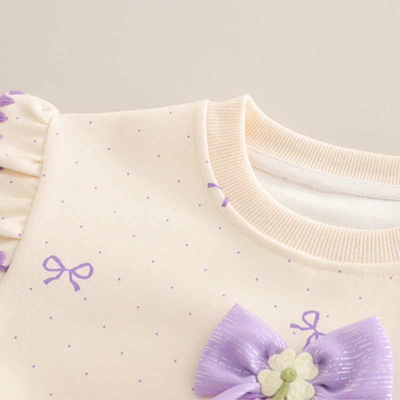 Completo da bambina composto da top in tulle con fiocco e jeans. - image 5