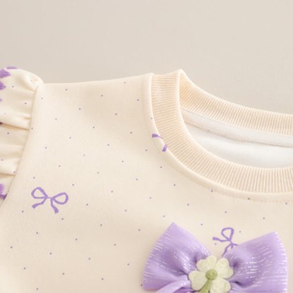 Completo da bambina composto da top in tulle con fiocco e jeans. - image 5