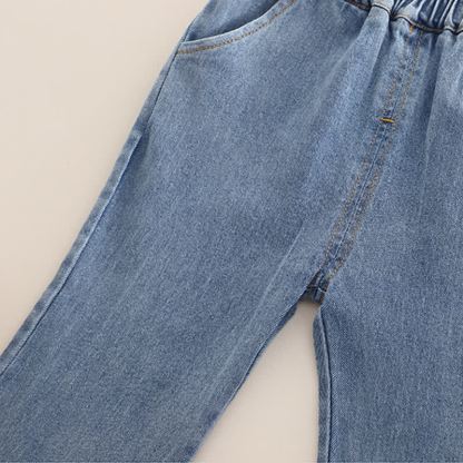 Completo da bambina composto da top in tulle con fiocco e jeans. - image 10