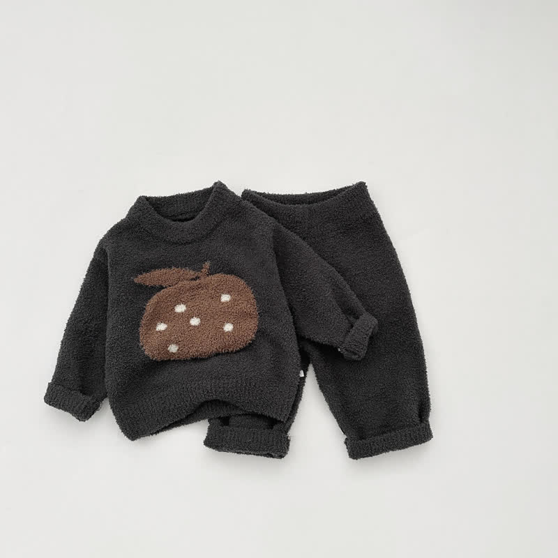 Set pigiama per neonati e bambini piccoli composto da maglione e pantaloni in peluche con motivo frutta, composto da 2 pezzi. - Grigio - 3-4 anni - image 5